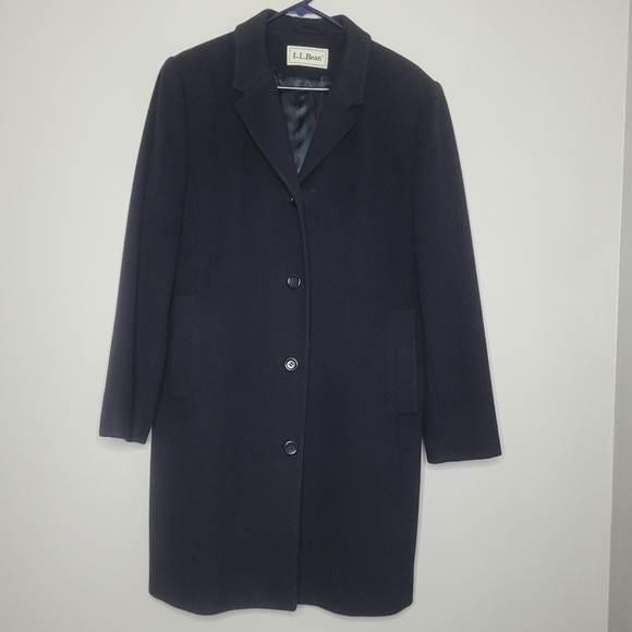 L.L. Bean Jackets & Blazers - Vintage L.L.Bean Navy Wool Peacoat Long Jacket Sz Large